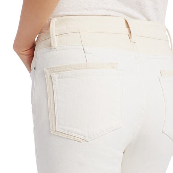 Frame Le Crop Mini Boot Jean 28 Two-Tone White Cream Color Block Casual Summer - Picture 11 of 11